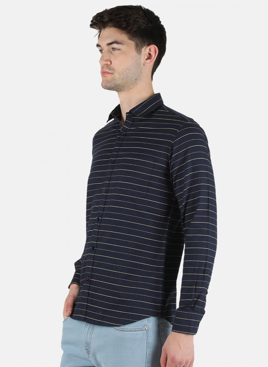 Men NAvy Blue Stripe Shirt