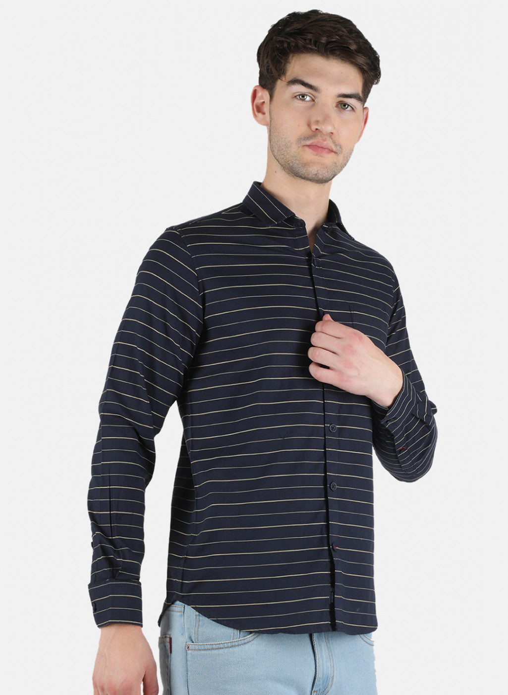 Men NAvy Blue Stripe Shirt