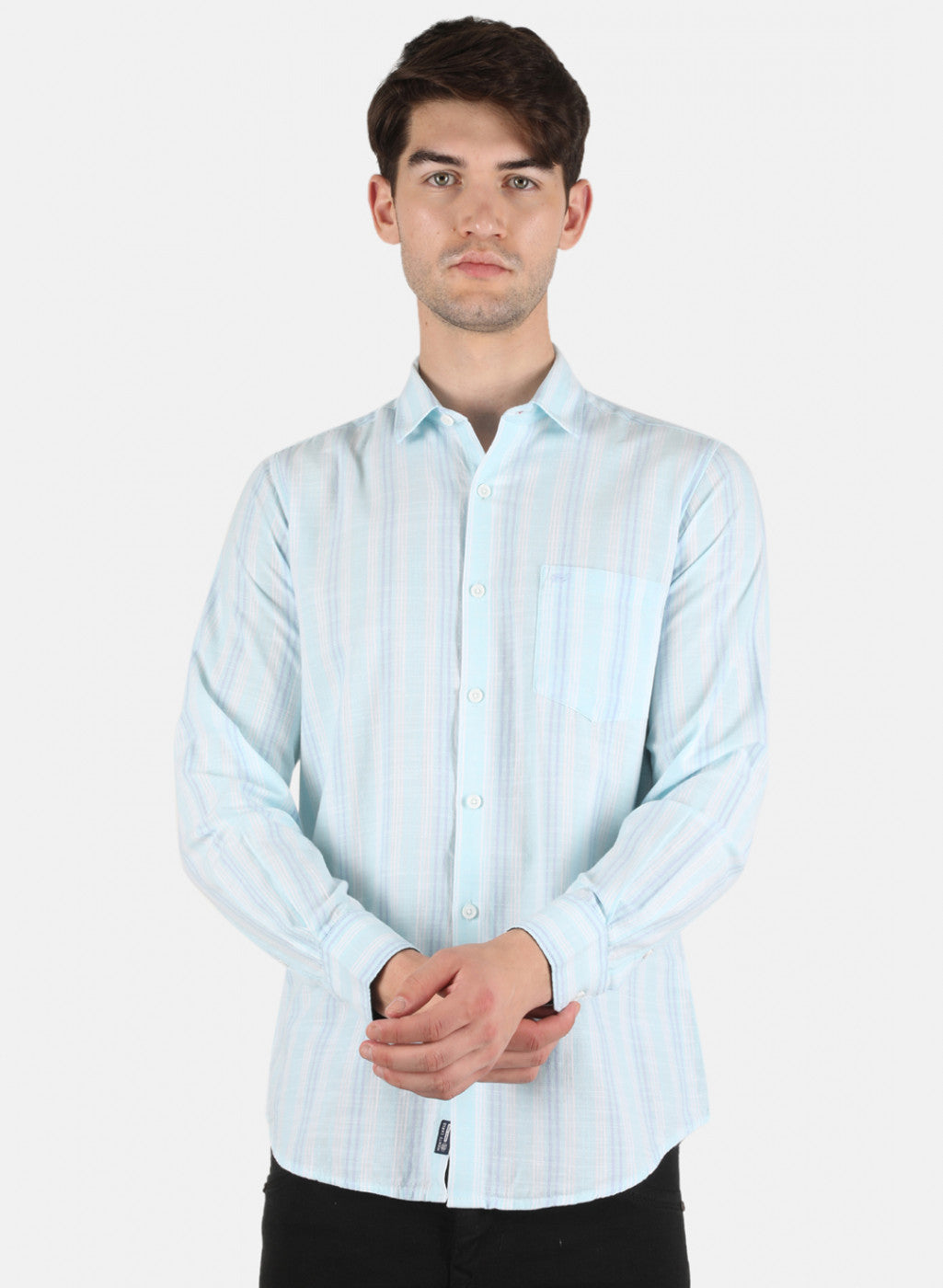 Men Blue Stripe Shirt