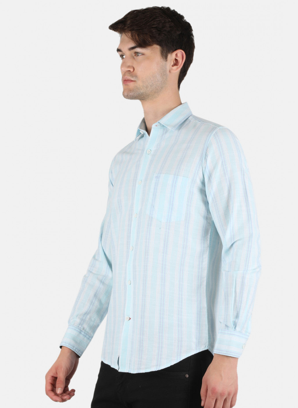 Men Blue Stripe Shirt