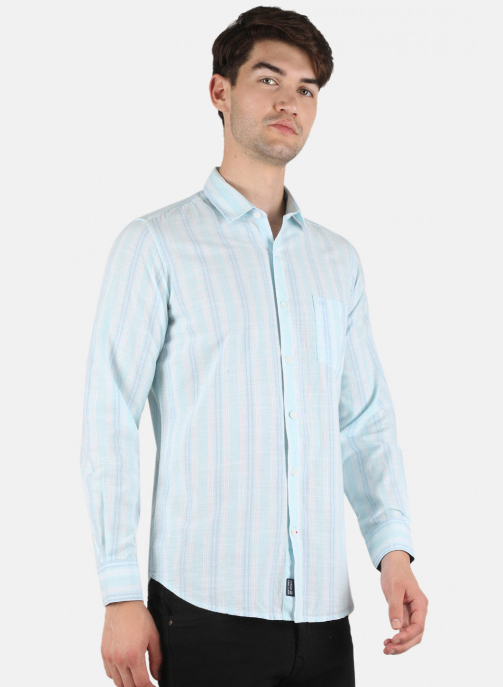 Men Blue Stripe Shirt