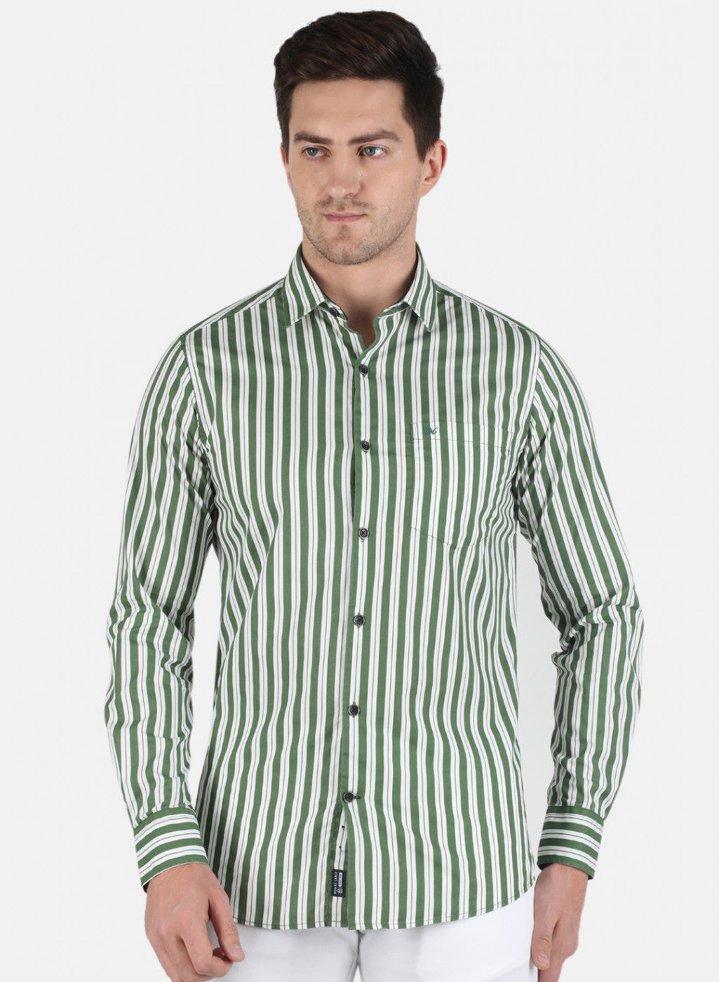 Men Green Stripe Shirt