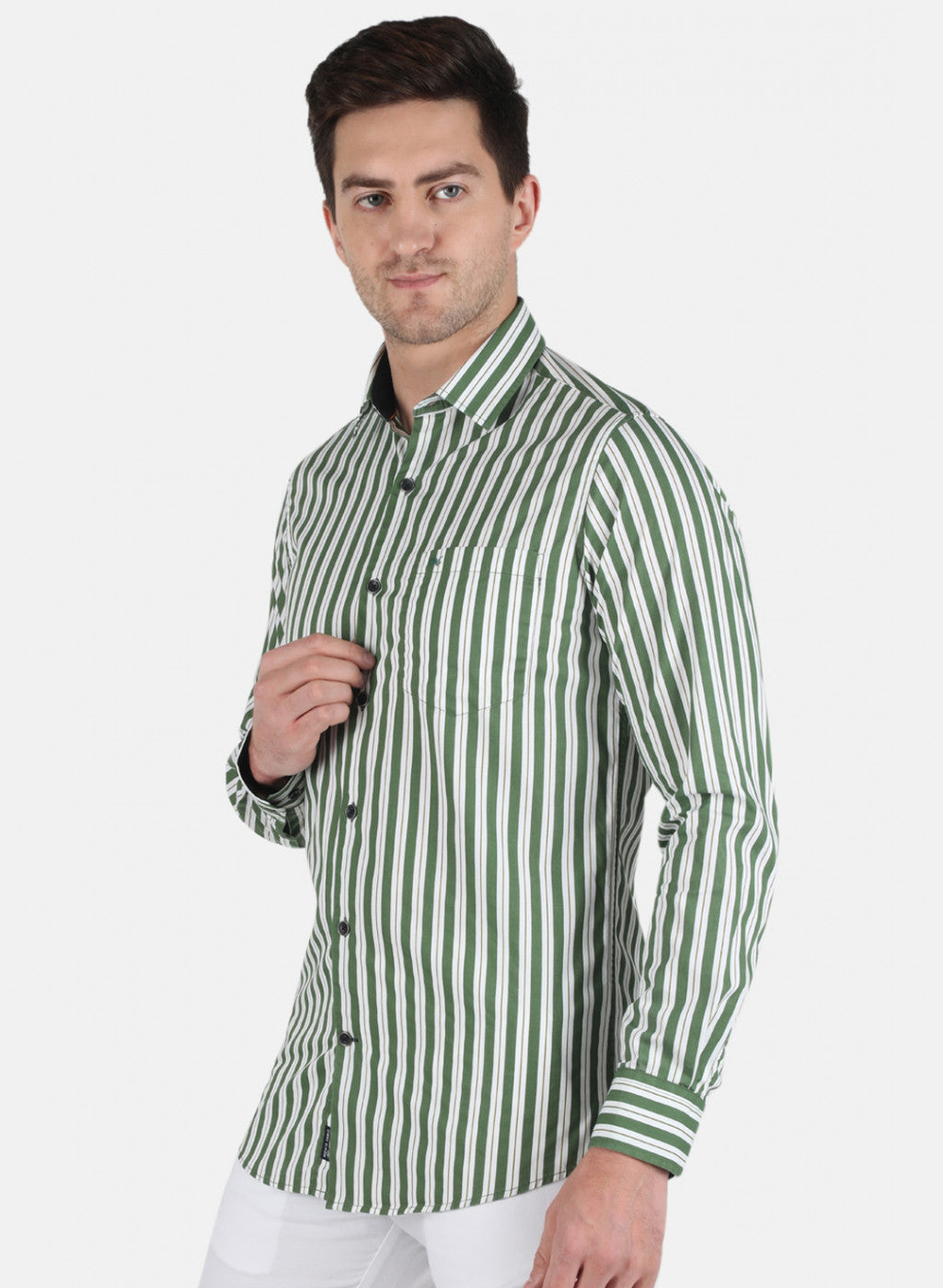 Men Green Stripe Shirt