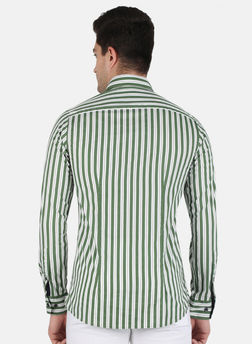 Men Green Stripe Shirt