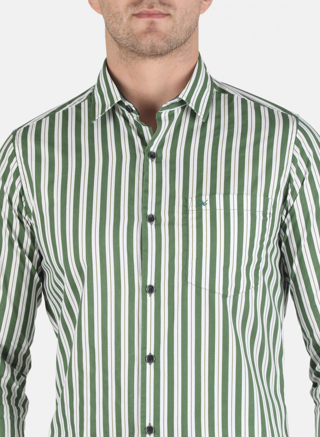 Men Green Stripe Shirt