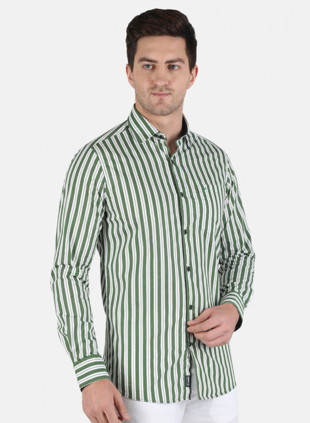 Men Green Stripe Shirt