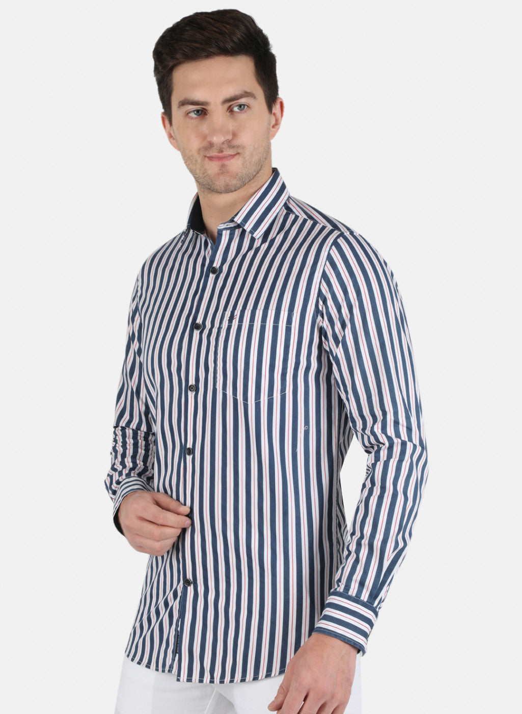 Men NAvy Blue Stripe Shirt