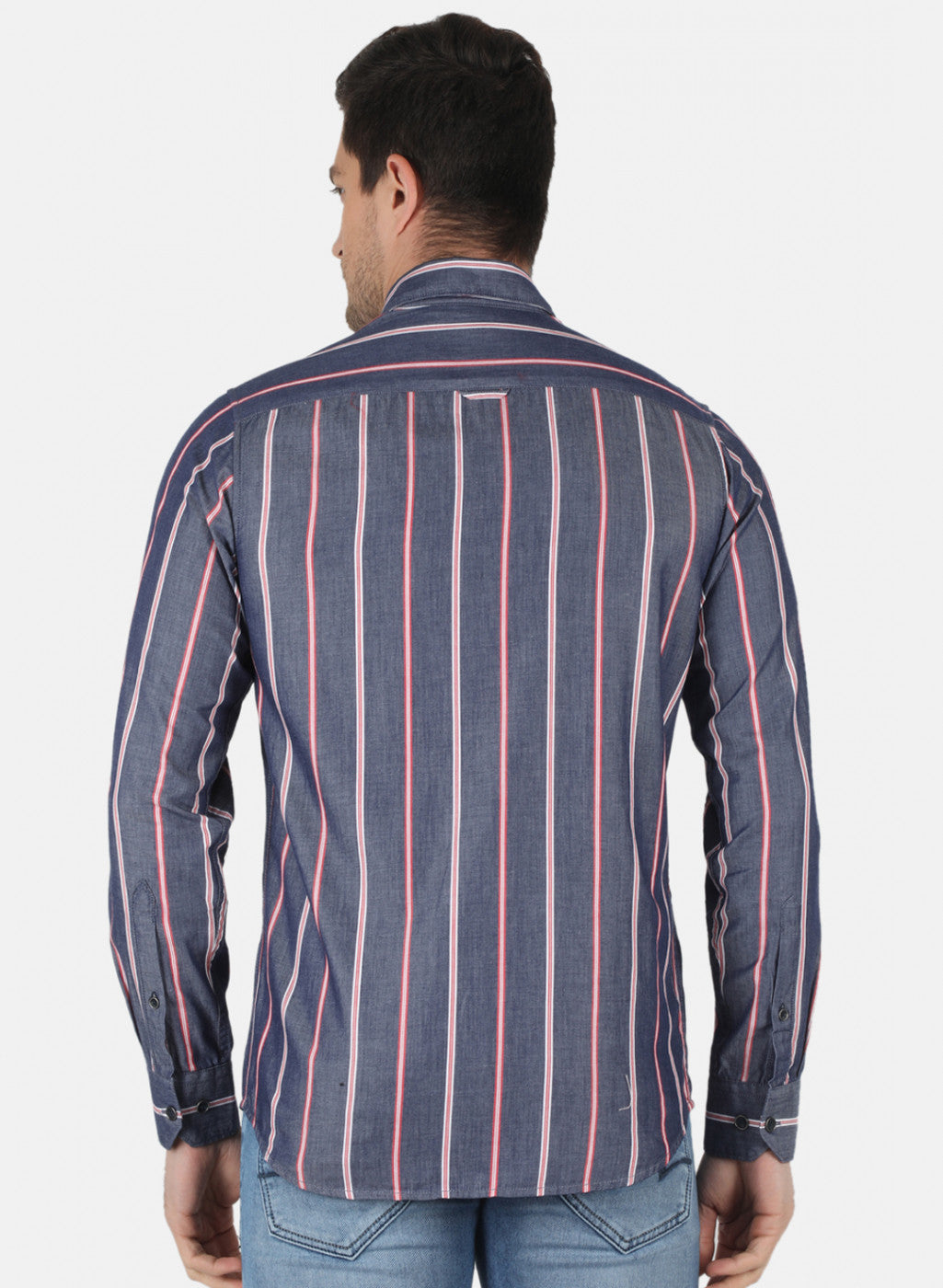 Men Blue Stripe Shirt