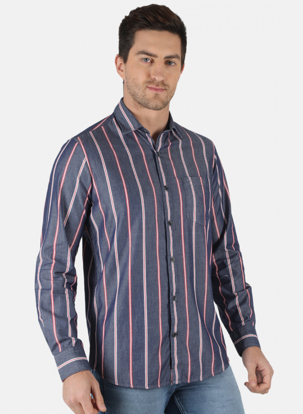 Men Blue Stripe Shirt