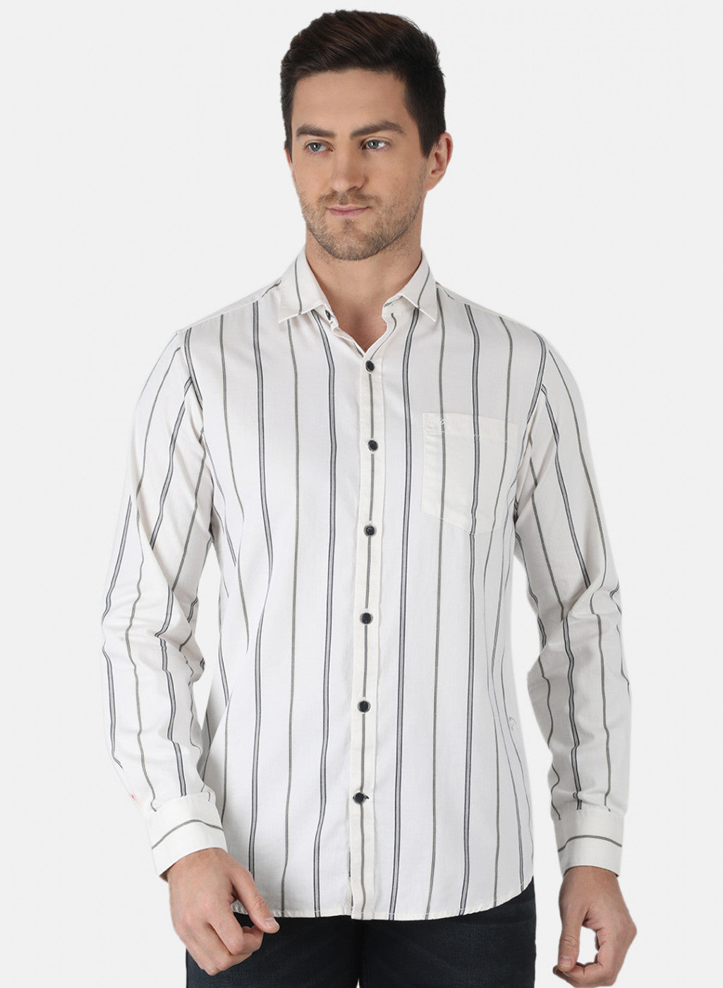 Men White Stripe Shirt