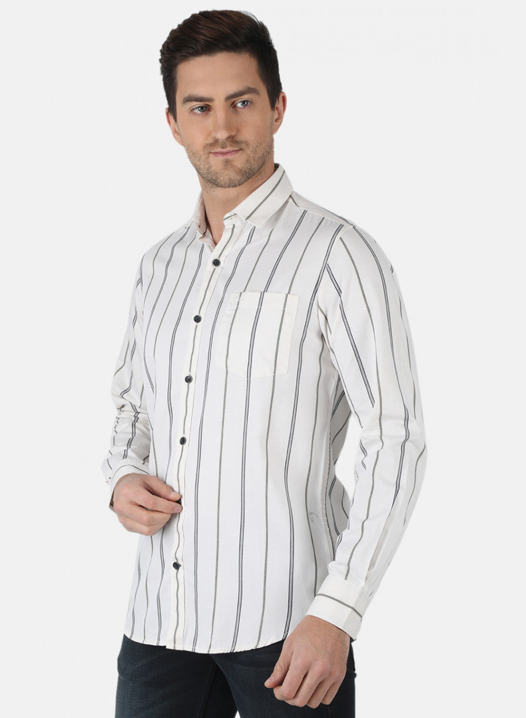 Men White Stripe Shirt