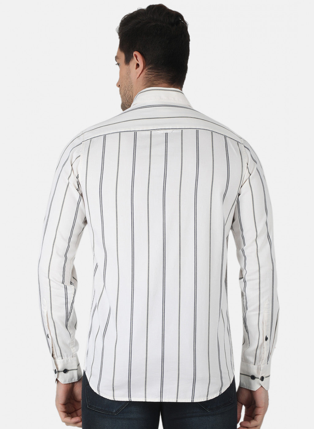 Men White Stripe Shirt