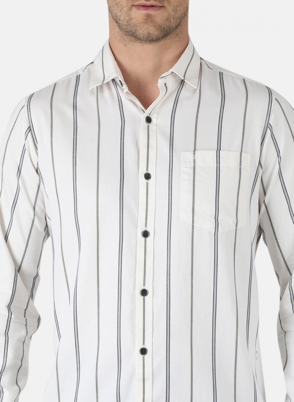 Men White Stripe Shirt