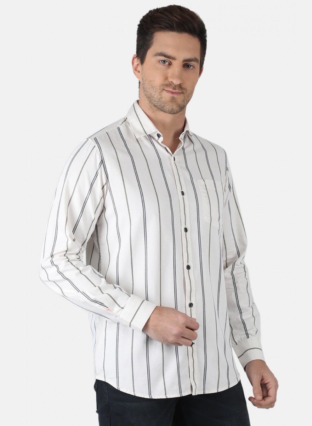 Men White Stripe Shirt