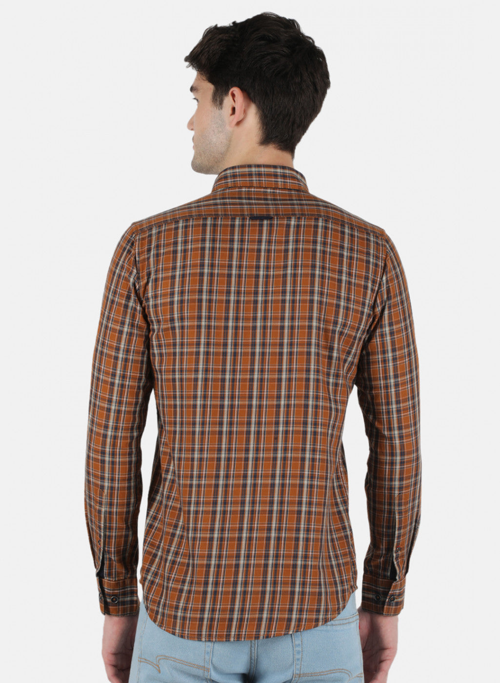 Men Brown Check Shirt