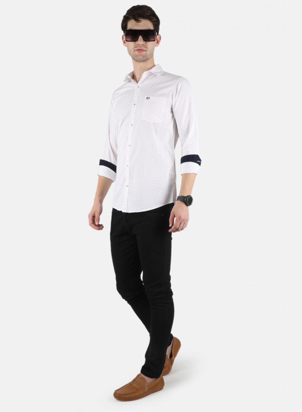 Men White Printed Shirt