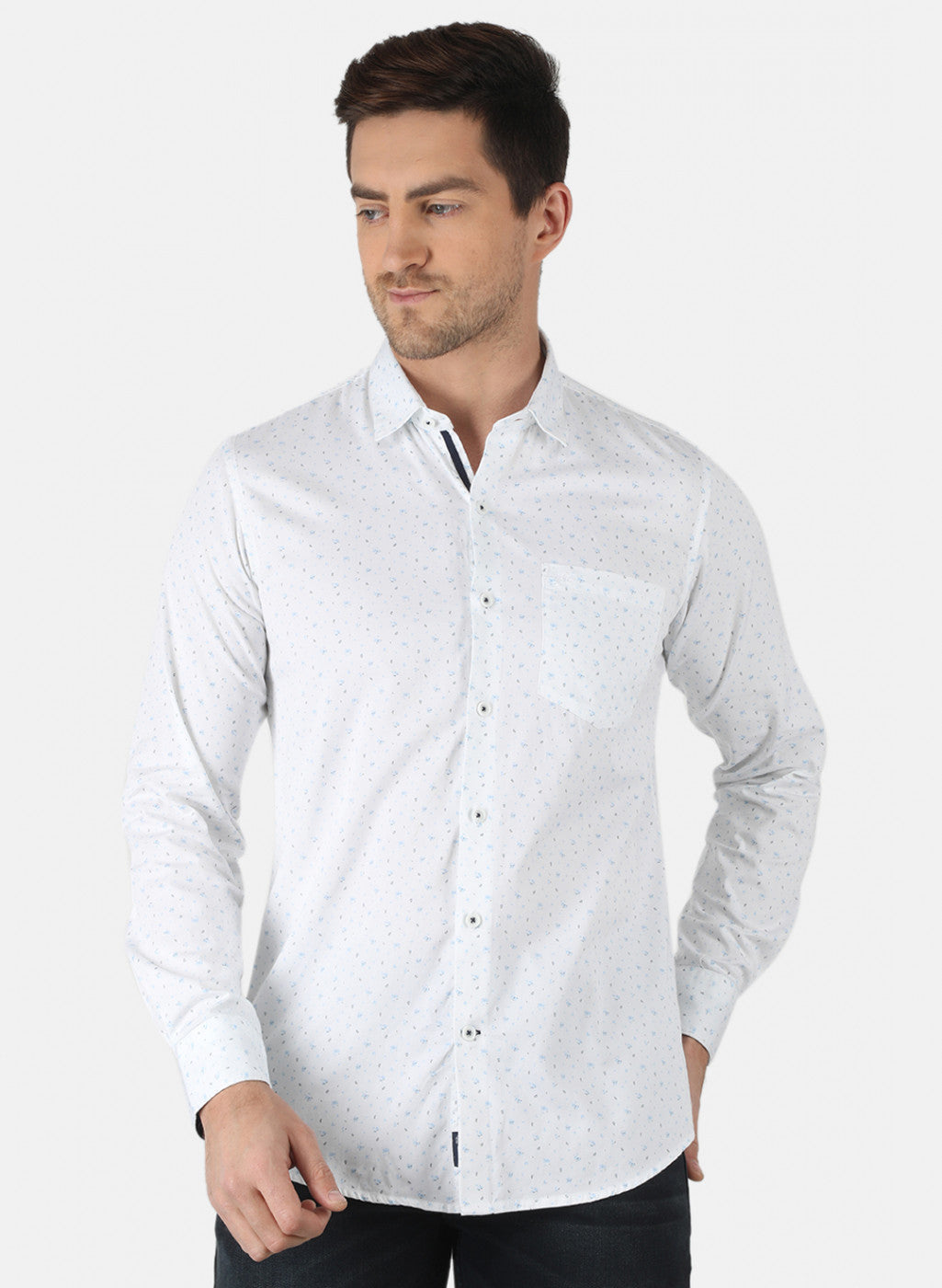 Men White Printed Shirt