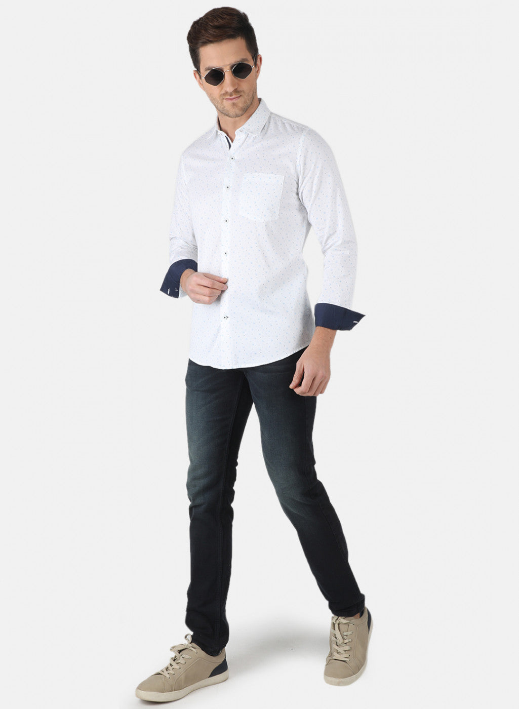 Men White Printed Shirt