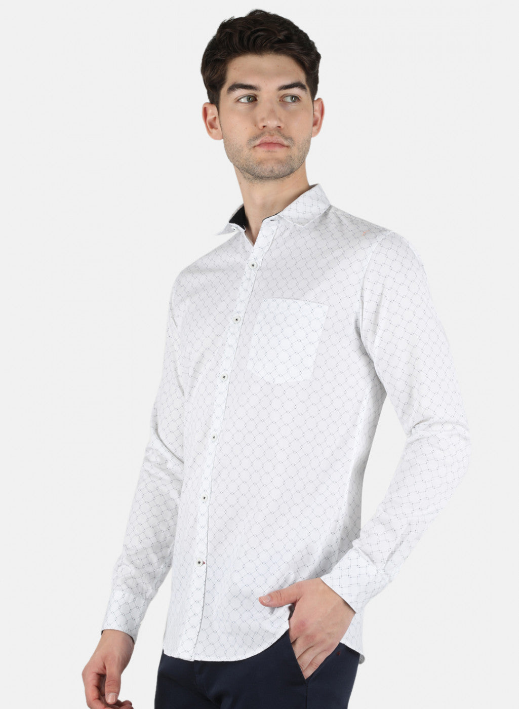 Men White Printed Shirt