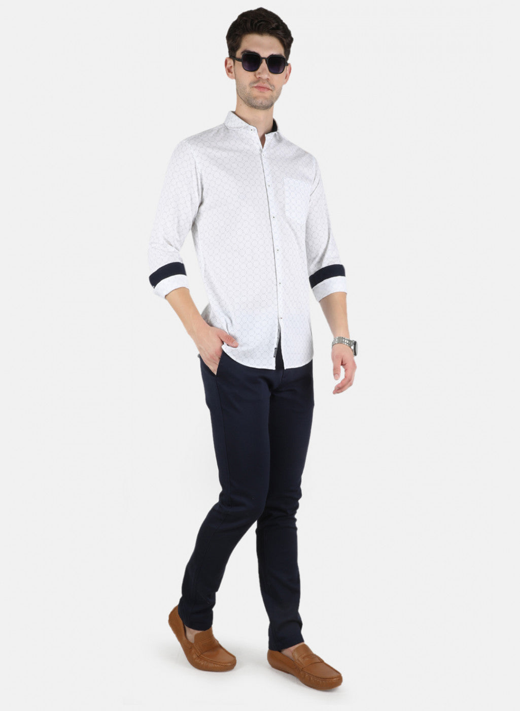 Men White Printed Shirt