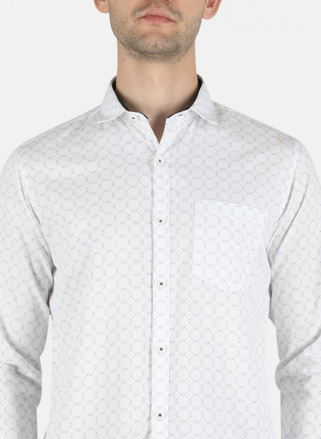 Men White Printed Shirt