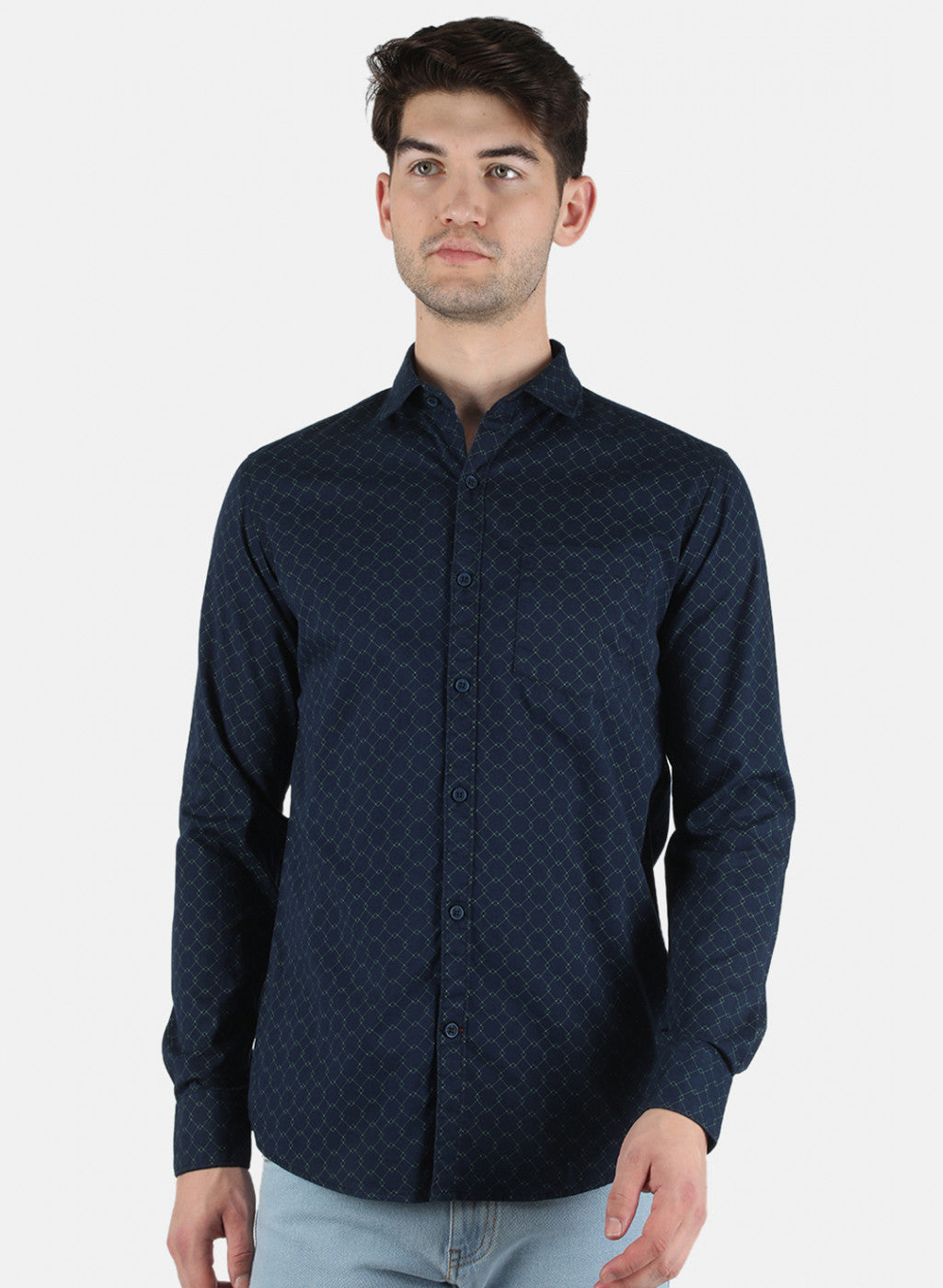 Men NAvy Blue Printed Shirt