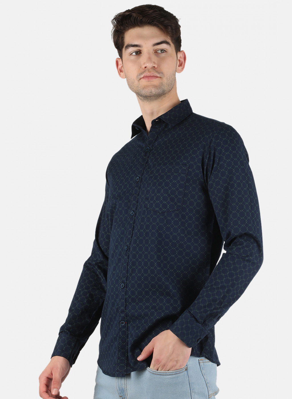 Men NAvy Blue Printed Shirt