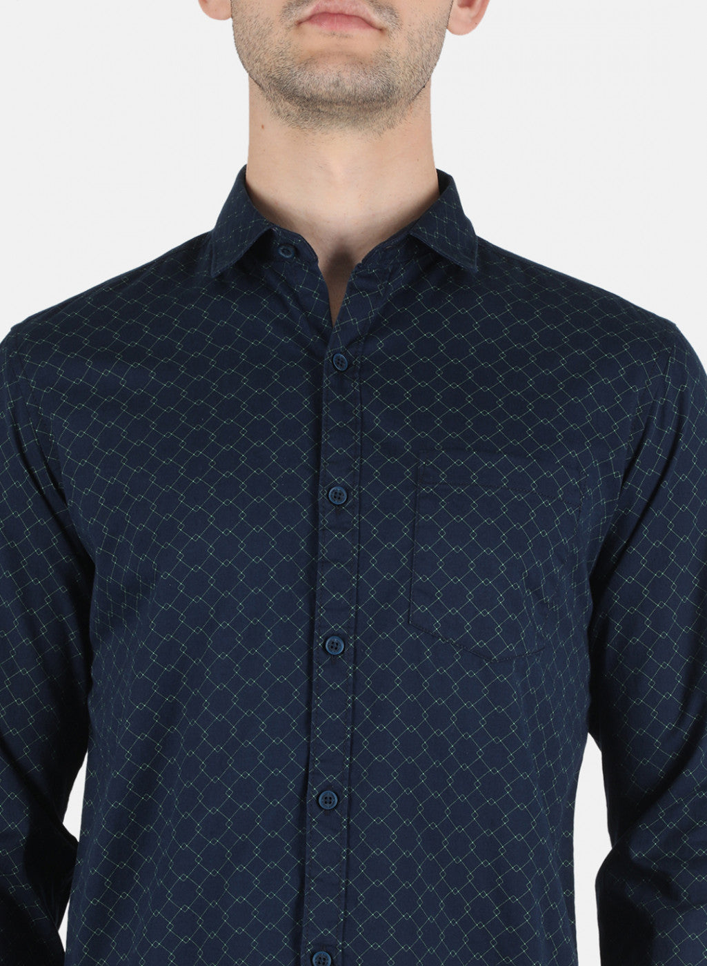 Men NAvy Blue Printed Shirt