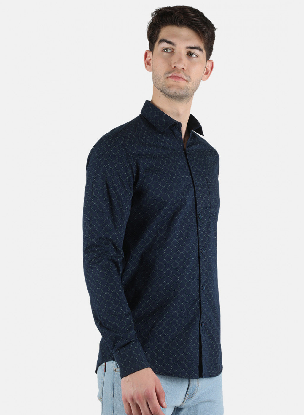 Men NAvy Blue Printed Shirt