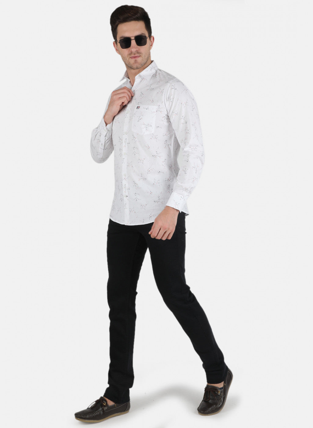 Men White Printed Shirt