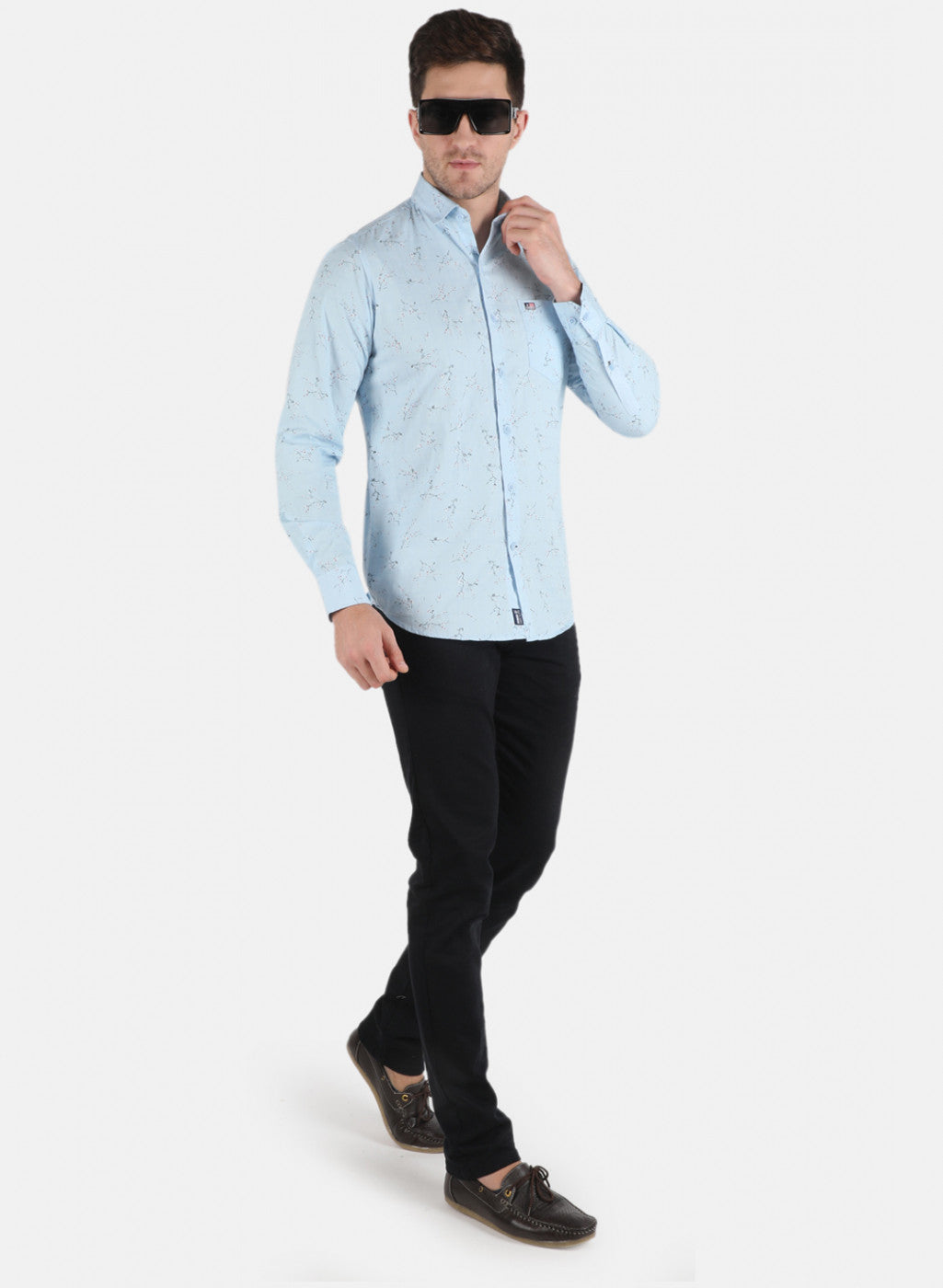 Men Blue Printed Shirt