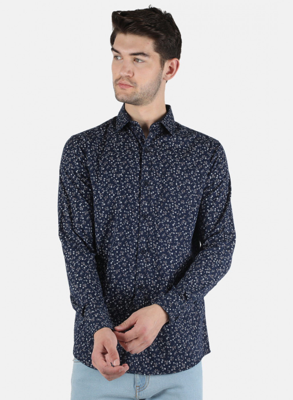 Men NAvy Blue Printed Shirt