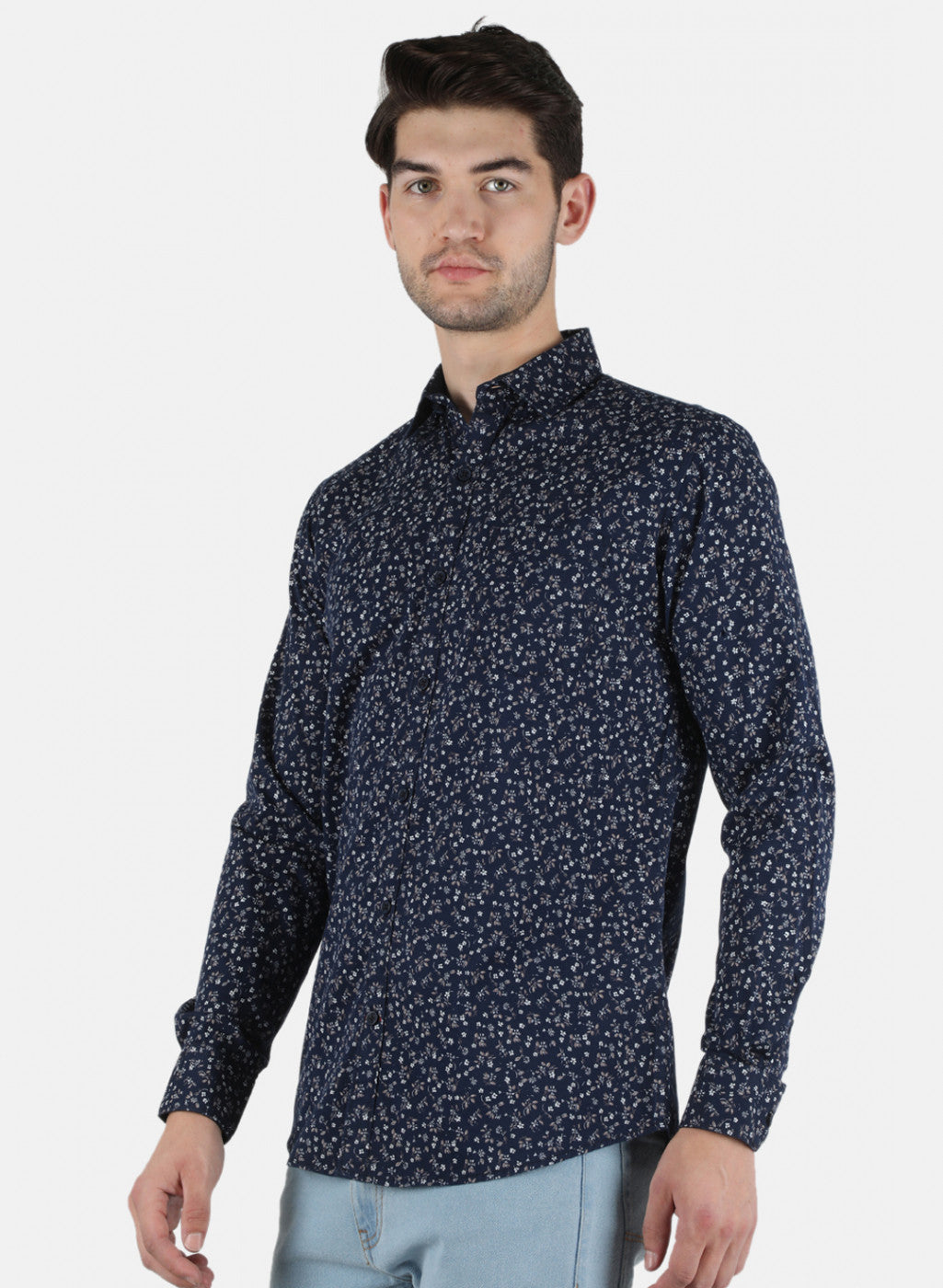 Men NAvy Blue Printed Shirt