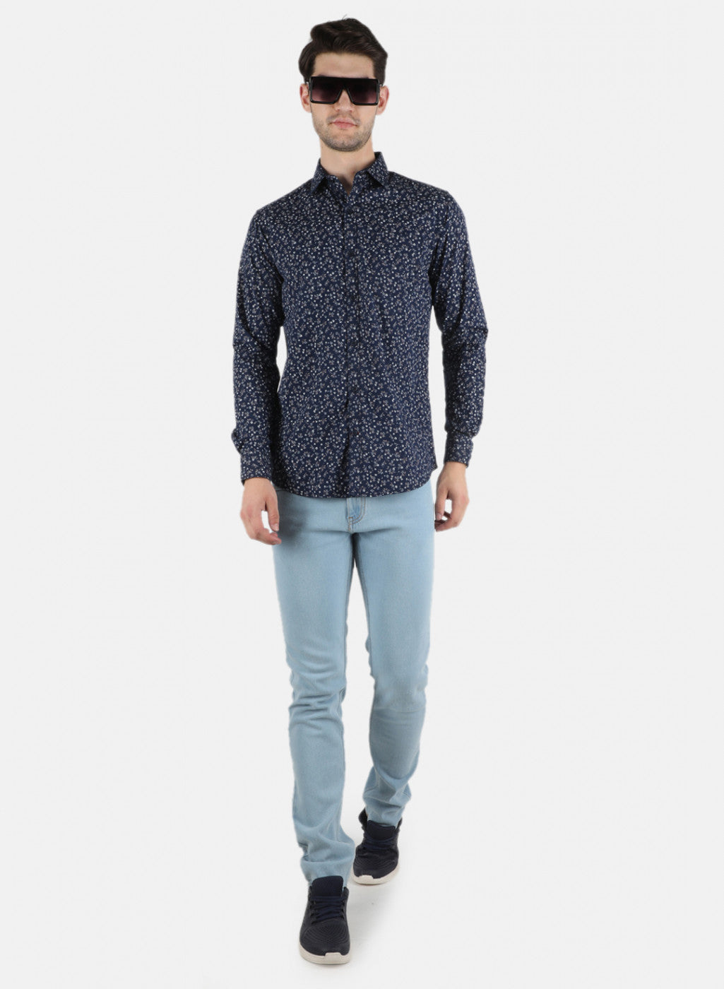 Men NAvy Blue Printed Shirt