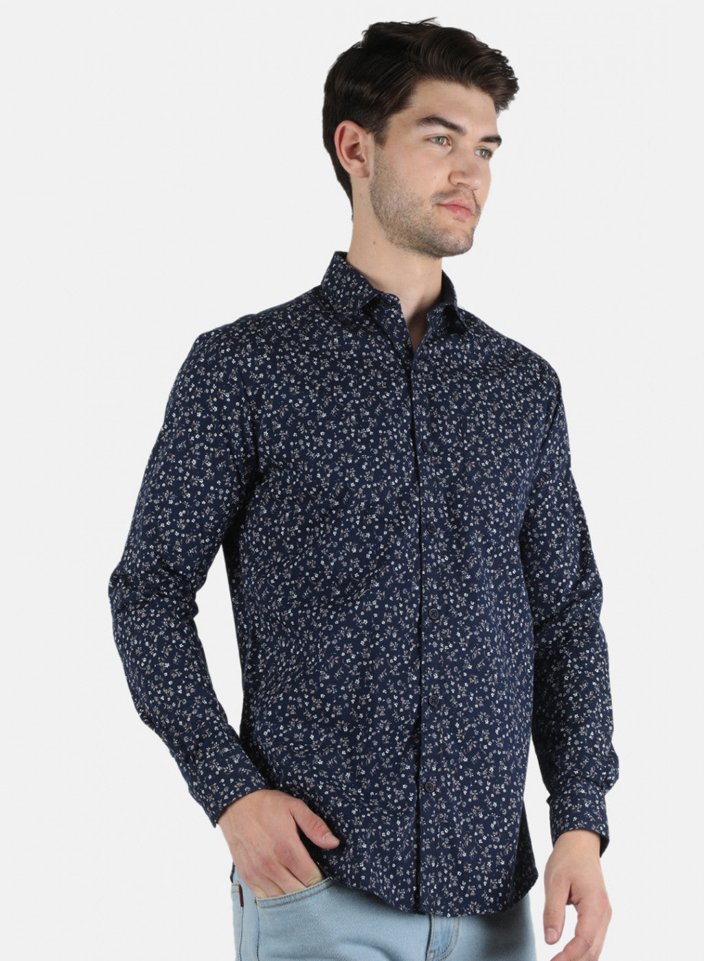 Men NAvy Blue Printed Shirt