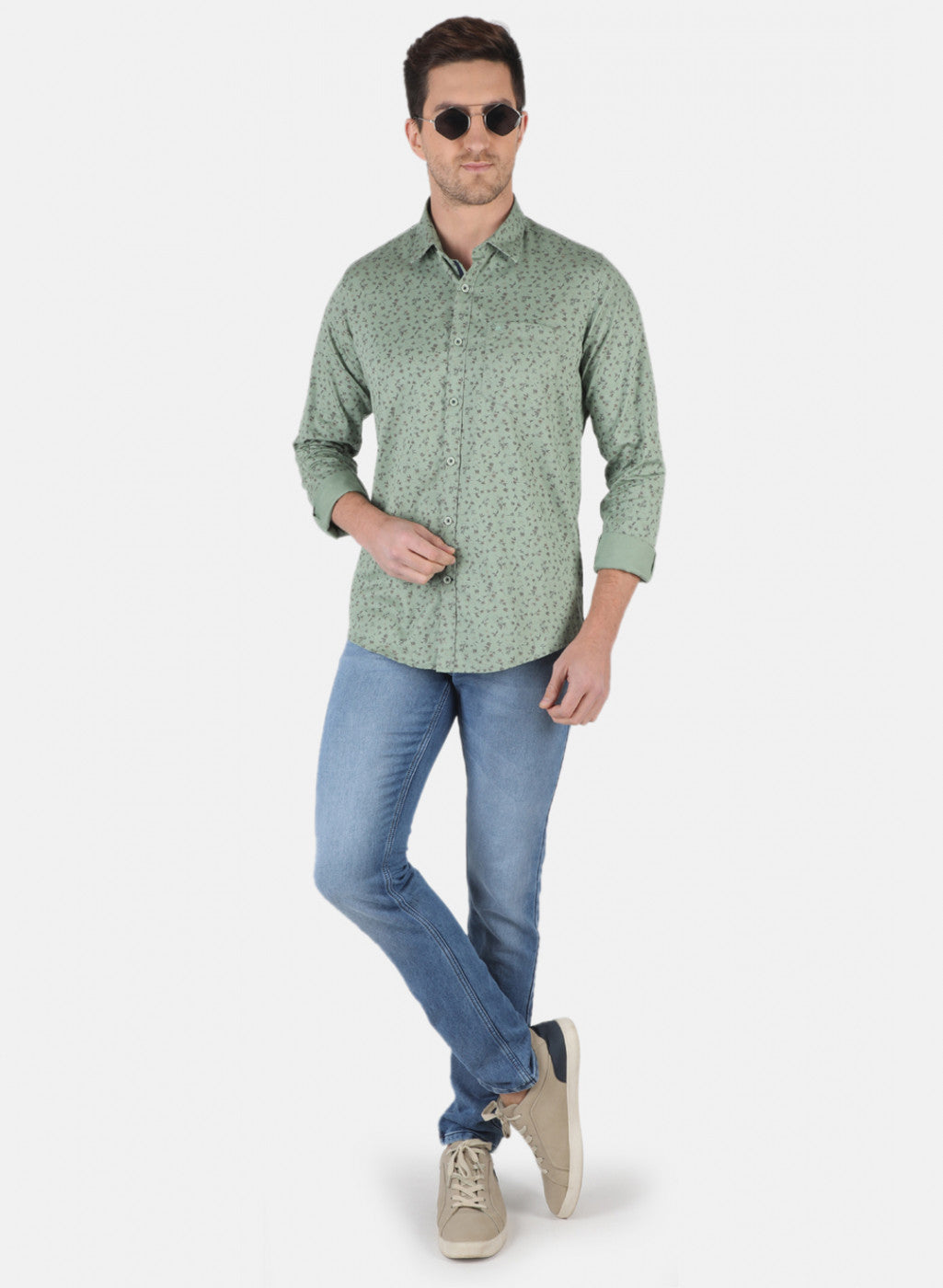 Men Green Printed Shirt