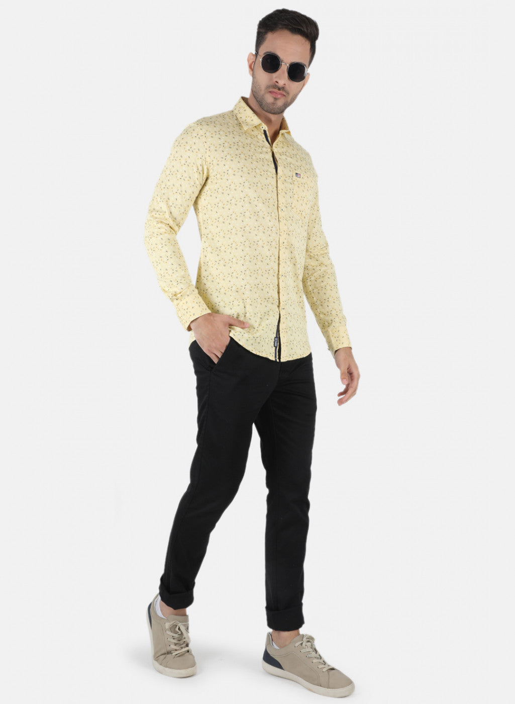 Men Yellow Printed Shirt