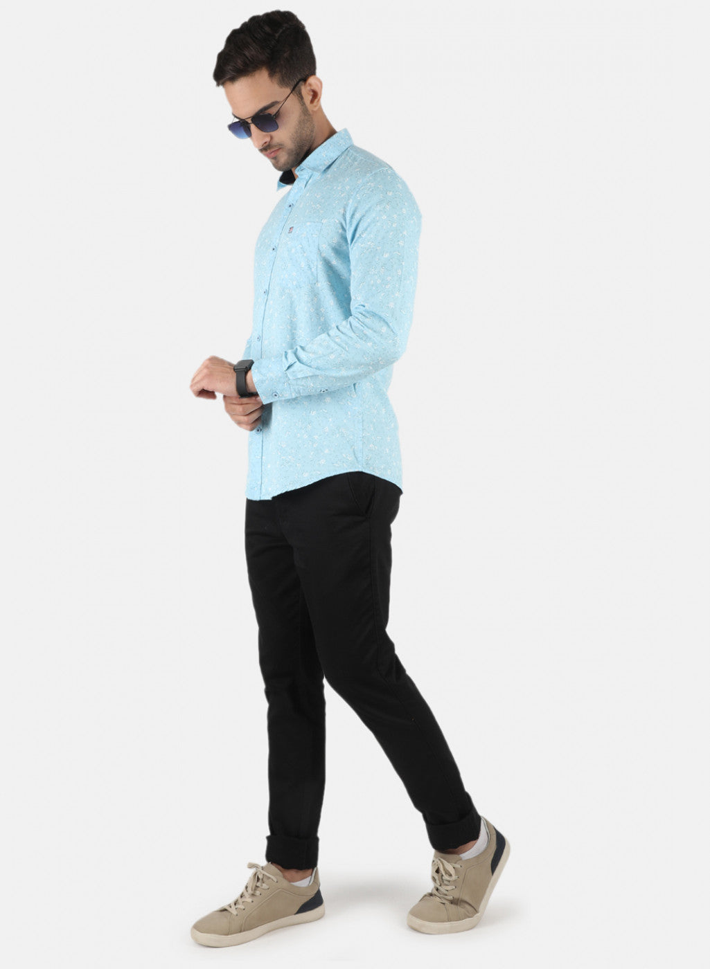 Men Blue Printed Shirt