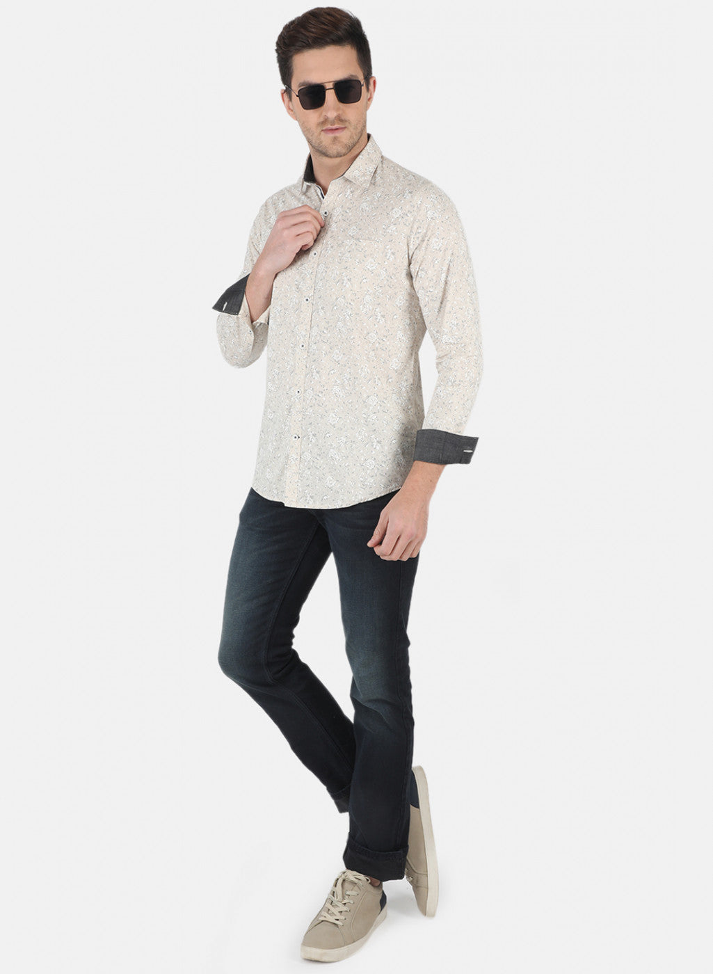 Men Beige Printed Shirt