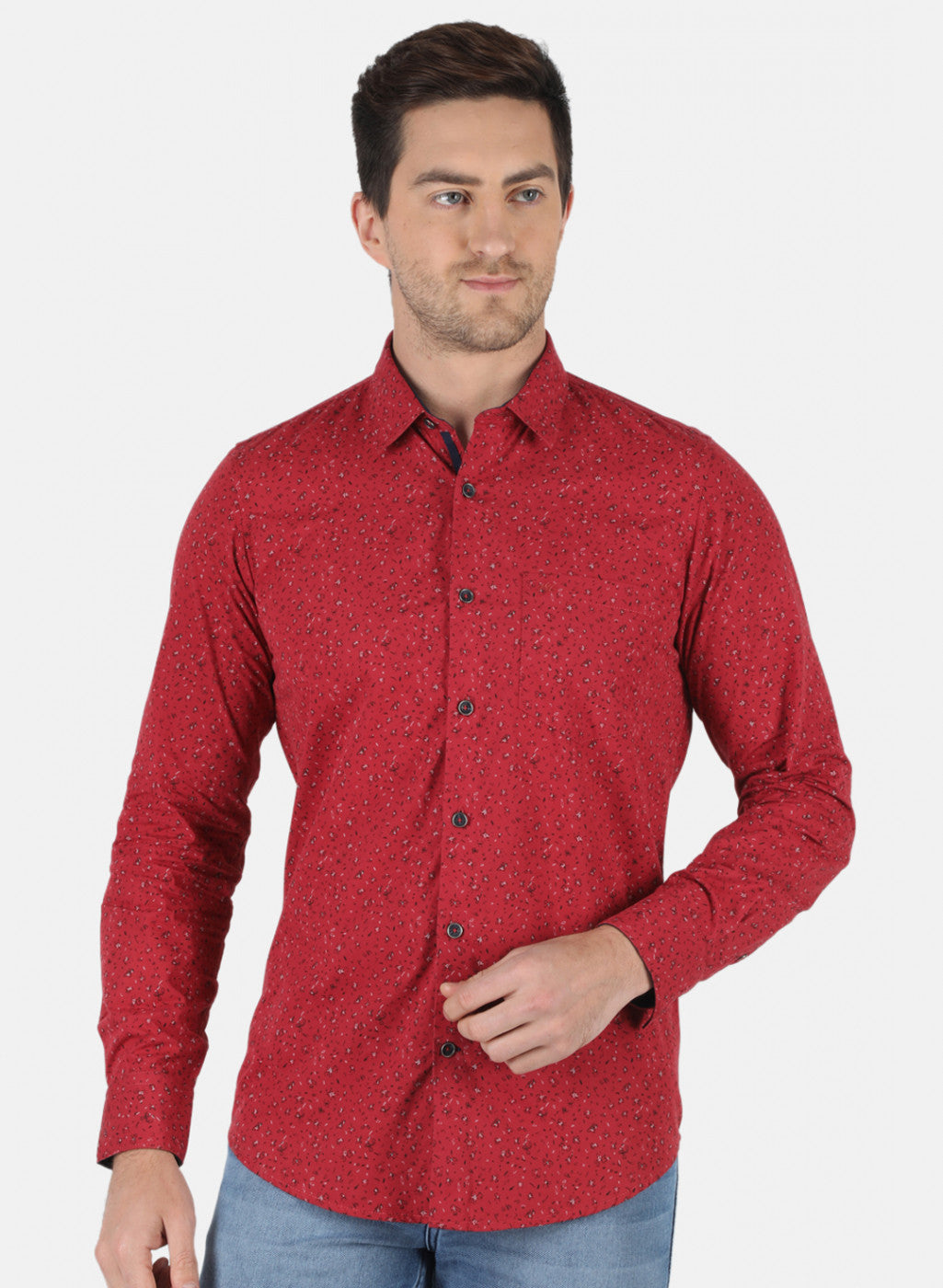 Men Maroon Printed Shirt