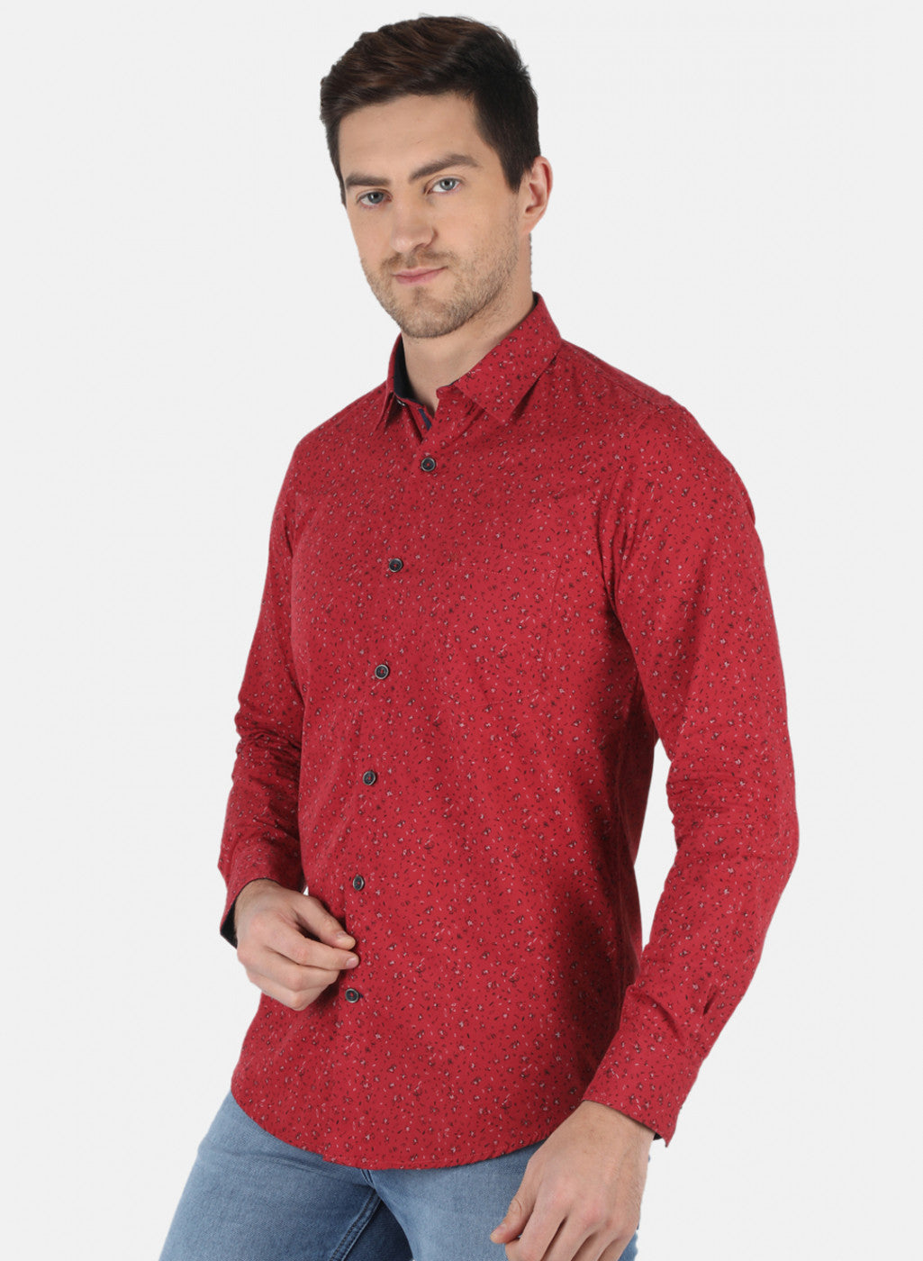 Men Maroon Printed Shirt