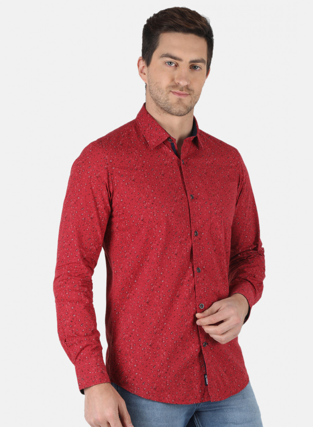 Men Maroon Printed Shirt