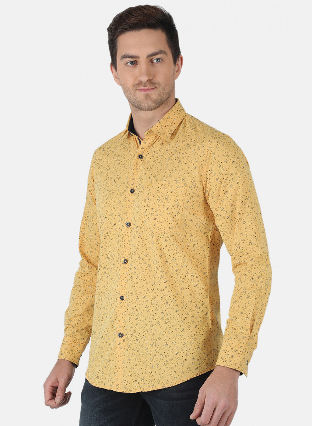 Men Mustard Printed Shirt