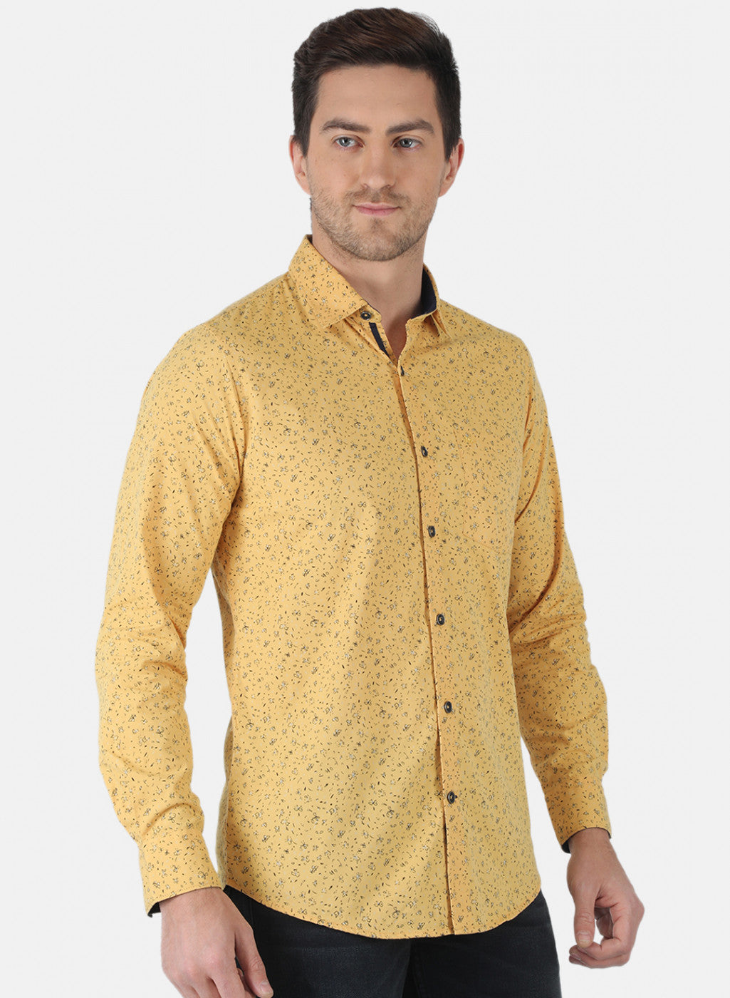 Men Mustard Printed Shirt