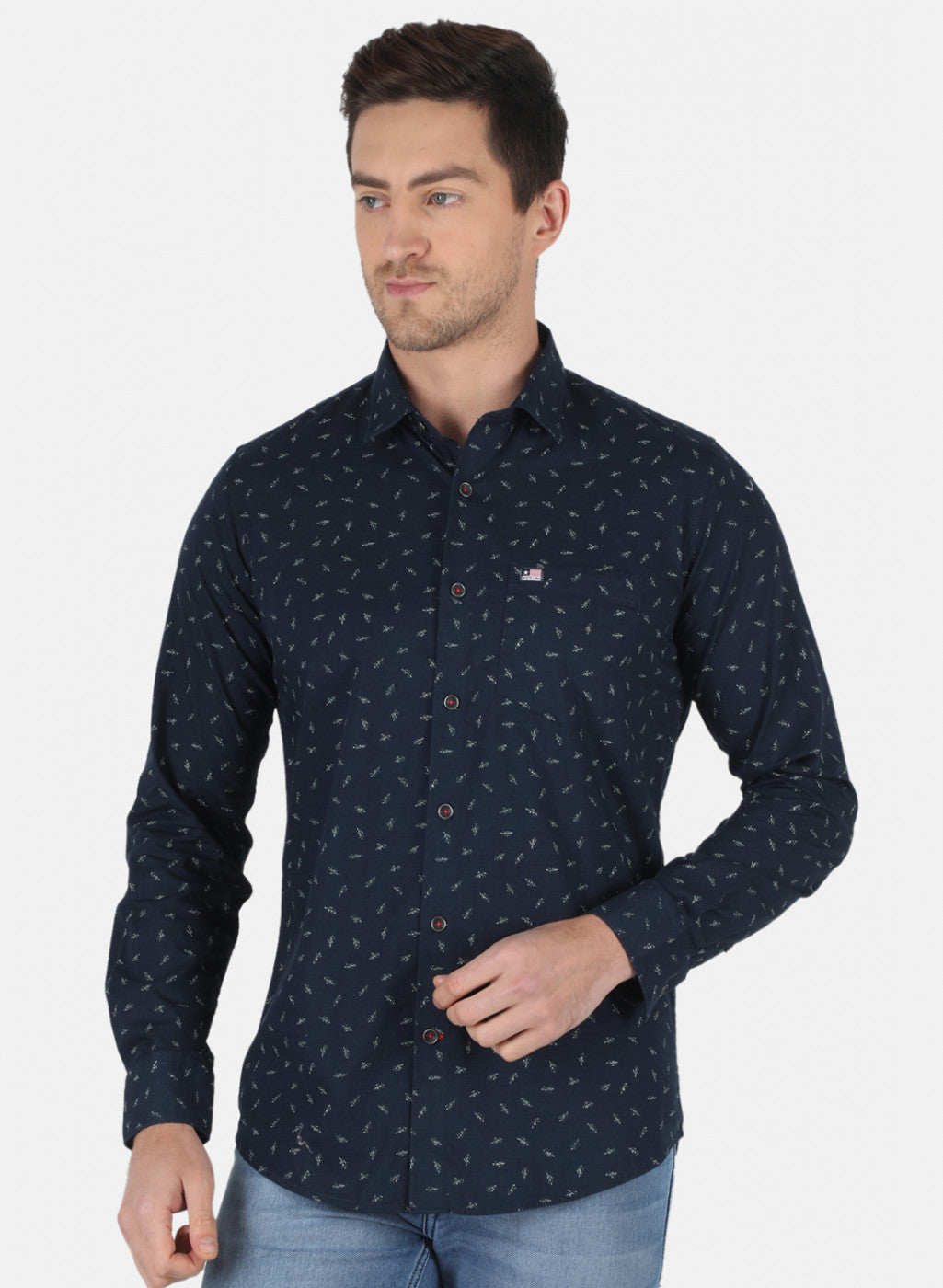 Men NAvy Blue Printed Shirt