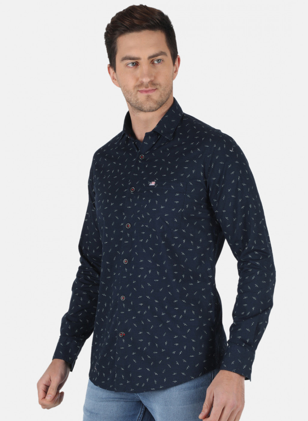 Men NAvy Blue Printed Shirt