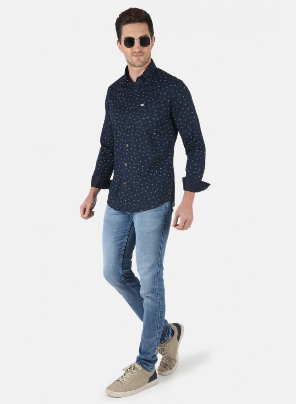 Men NAvy Blue Printed Shirt