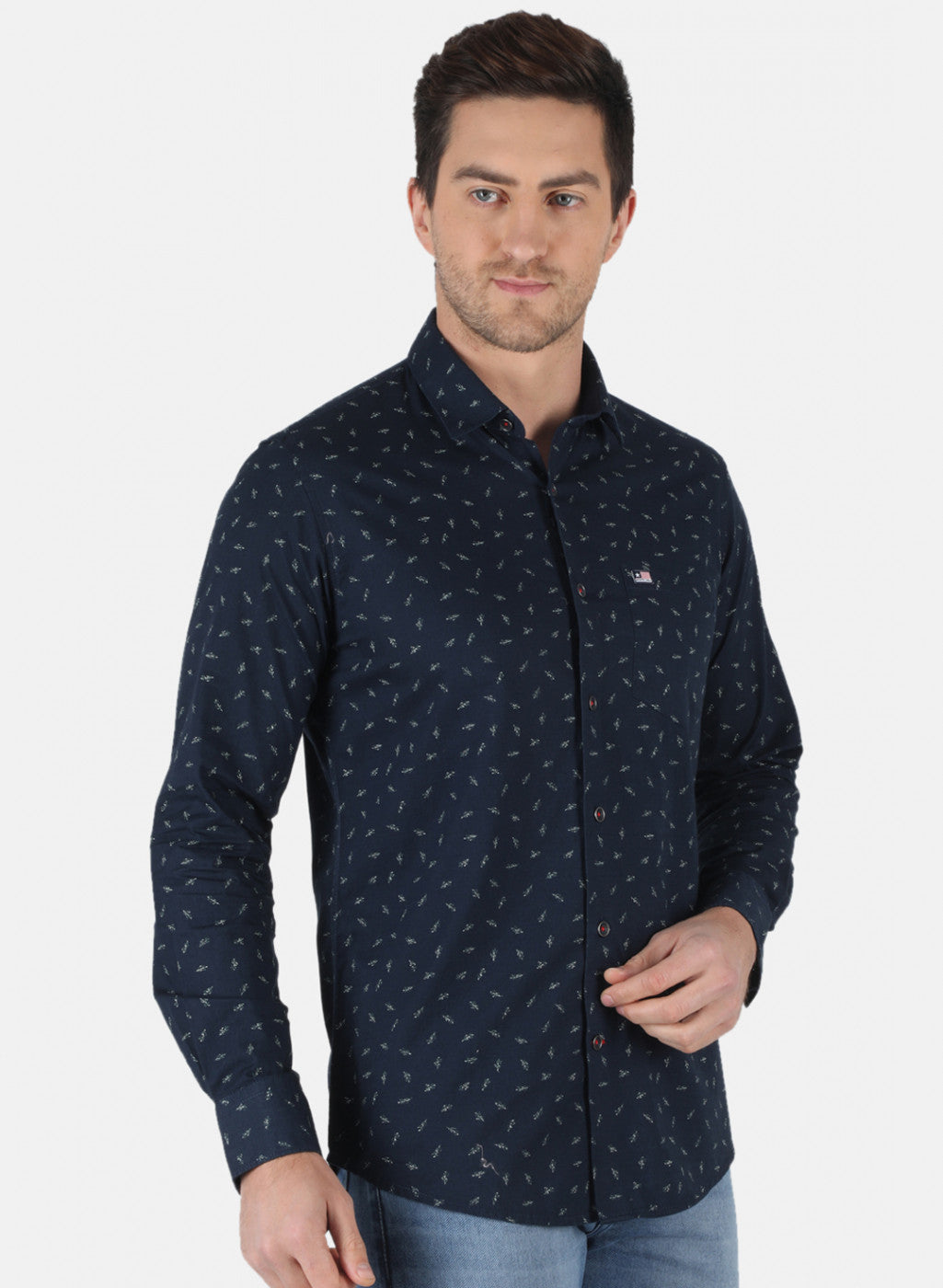 Men NAvy Blue Printed Shirt