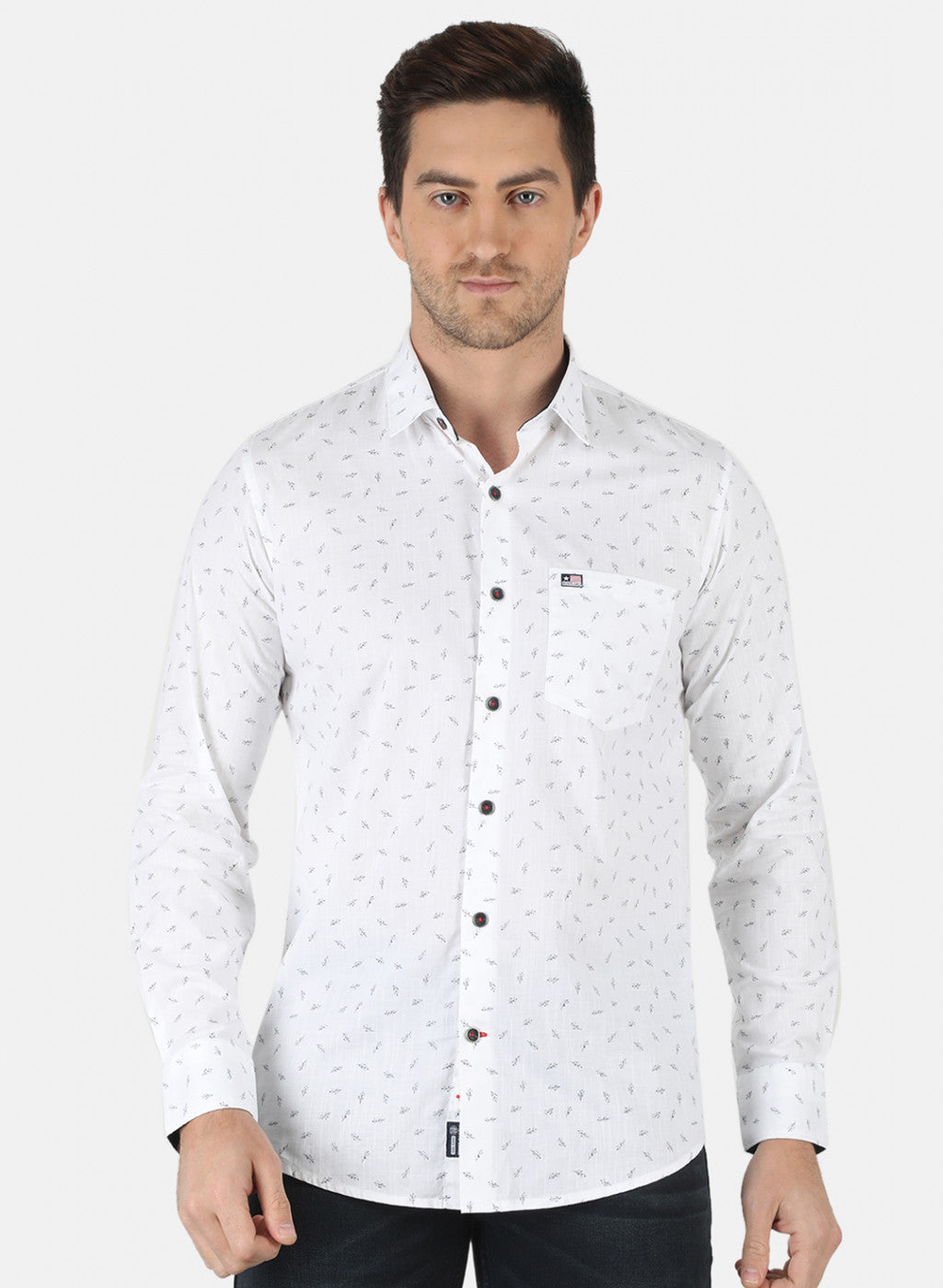 Men White Printed Shirt