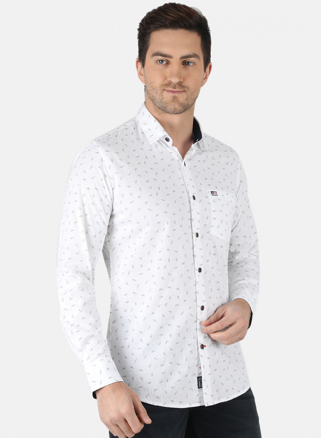 Men White Printed Shirt